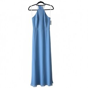 NWT• After Six Halter Chiffon Bridesmaid Gown - Windsor Blue Style 6762